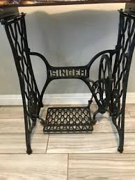 Live edge wood entry way table on vintage 1900s sewing ...