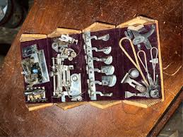 Antique Singer Puzzle Box Assorted Attachments and Bobbin ...
