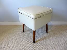 Vintage Vinyl Singer Sewing Ottoman Mid Century Modern ...