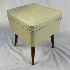 Mid-Century Boho Chic Storage Vinyl Stool With Brass Capped ...
