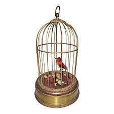 1950s Music Box Automaton Singing Bird Cage by Linden ...