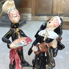 Blue Sky Clayworks Father Francis & Sister, Nun, Mother Porcelain Figurine Christmas Ornaments, Set of 2, Self-standing and W/ Hangers, - Etsy