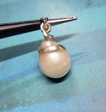 1 Inch Natural Pearl Gemstone Bale Real Diamonds Unique 925 ...