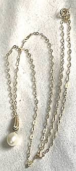 VINTAGE 1950'S 14K GOLD PEARL PENDANT 16 INCH NECKLACE-FREE ...
