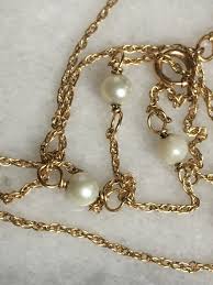 14K YELLOW GOLD & PEARL NECKLACE | eBay
