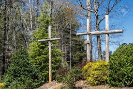 Three Crosses At Church On Easter Stock Photo, Picture and ...