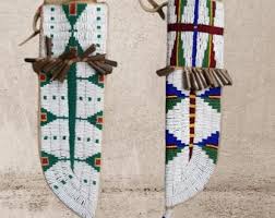 Two Leather Suede Hand Made Knife Covers Beaded Red Indian ...