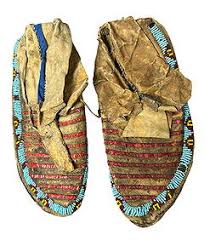 Native American Antique Beaded Hide Moccasins Pair Shoes