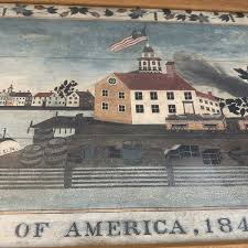 Folk Art Print SITUATION OF AMERICA, 1848 Distressed Wood Frame with Glass 33x21 | eBay