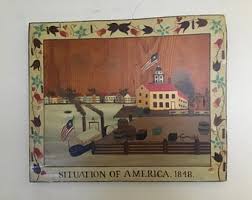 Folk Art Original Painting on Wood by Johnson 1977 Inspired by Situation of America 1848 Painting - Etsy