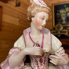 Vintage German Kalk Porcelain Woman Figural Lamp 30" Brass ...