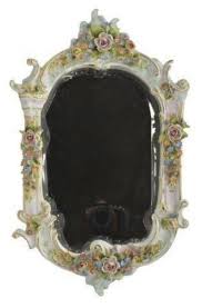 Mirror, Porcelain Framed, German Dresden Style, With Applied ...