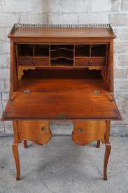 Antique French Mahogany Drop Front Brass Gallery Secretary ...