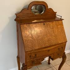 Antique Oak Slant Front Desk | Chairish