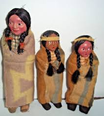VINTAGE SKOOKUM DOLLS LOT OF THREE CELLULOID FACES 5" & 6" | eBay