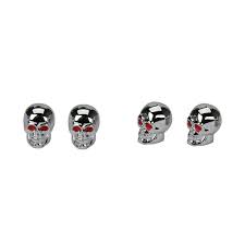Skull Style Valve Stem Caps, Chrome