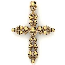 22g 3D Long Big CROSS SKULL Biker Mens PENDANT 925 SOLID STERLING SILVER | eBay