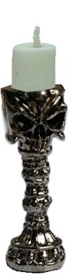 White Candle in Black Spooky Skull – Dollhouse Junction