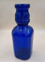 Vintage Cobalt Blue Glass Brookfield Baby Top Milk Bottle 1 ...