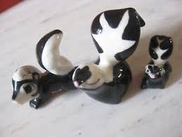 Vintage Miniature Family Figurines of Skunks Set of 3 Porcelian Dollhouse Size | eBay