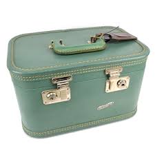 Vintage Makeup Train Case Overnight Bag Teal Green Travel ...