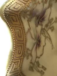 ANTIQUE JAPANESE PORCELAIN DOUBLE HANDLED GOLD MORIAGE FLORAL GREEK KEY BOWL | eBay