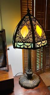 1930 Tulip Lamp With Arts and Crafts Slag Glass Shade - Etsy