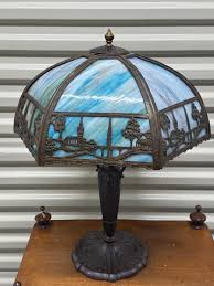 Antique Art Nouveau Blue Cotton Candy Slag Glass Bent ...