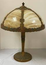 Sold at Auction: Art Glass Parlor Lamp with Carmel Slag Glass Shade