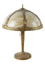 Lot - SLAG GLASS TABLE LAMP