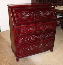 Sold at Auction: Asian carved solid rosewood slant front secretary desk