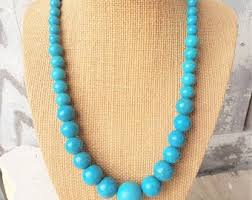 Beaded Turquoise Necklace. Turquoise Graduated Necklace ...