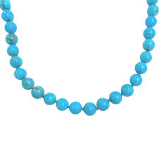Fine 8mm Ithaca Peak Blue Turquoise Strand of Beads Necklace
