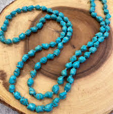 Long Rough Stone Turquoise Necklace – LoveLindsey