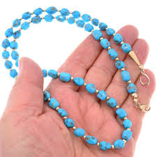 Natural Sonoran God Turquoise Gold Bead Necklace 26" 43267