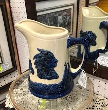 Old Sleepy Eye Pottery Pitcher Cobalt Blue & Cream ...