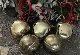 5 Christmas Golden Sleigh Bell Ornament 3” Metal Snowflake ...