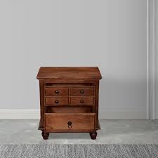 26 Inch Handcrafted Nightstand, 2 Drawers, Black Powder Coated Knobs, Walnut Brown Mango Wood - Overstock - 21419224
