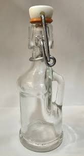 Vintage Mini Clear Round Glass Bottle w/ Handle & Wire Glass ...
