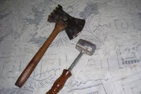 Primitive Wood Kitchen Double Edge Cleaver and Round Meat ...