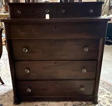 Lot - Antique American rosewood chest of drawers. The top ...