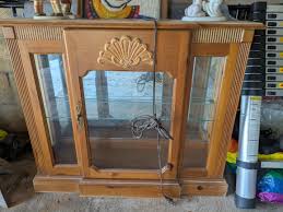 Vintage Curio Cabinet Glass Display Case With Light