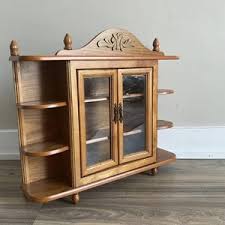 Small Wall Curio Cabinet 1 Door 4 Shelves Display Case Hung ...