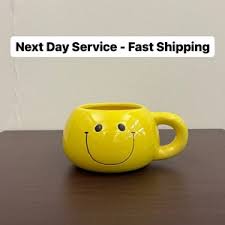 FLAT Happy Face Mug, Coffee Cup W/ Handle, Pencil Jar for Work/office Desk, Home Decor Pot, Party Table Centerpiece, Birthday Gifts & Favors - Etsy India