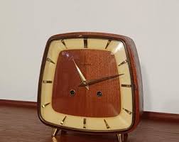 50s/60s Dugene Table Clock Clock Buffet Clock Mantel Clock ...