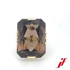 Ring IN 750 Yellow Gold With 1 Smoky Quartz -0 7/8in x 0 5 ...