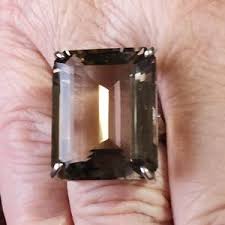 Smoky Quartz Emerald Cut Sterling Silver Ring - Etsy