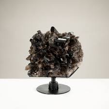 KALIFANO | Natural Smoky Quartz Cluster from Brazil on Custom Stand