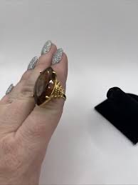 Topaz Glass Rhinestone 14KT HGE Gold Electroplate NOS Vintage Ring Size 7 | eBay