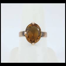 Antique England 9K Gold Gold Citrine Ring. Solitaire Ring.. For Sale at Ruby Lane